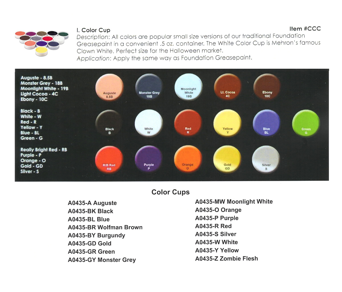 Mehron - Color Cups